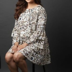 Women’s Leopard Print Layered Mini Dress